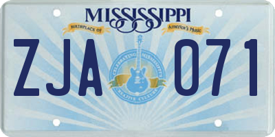 MS license plate ZJA071