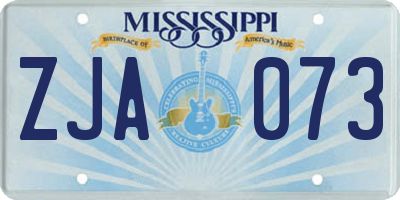 MS license plate ZJA073
