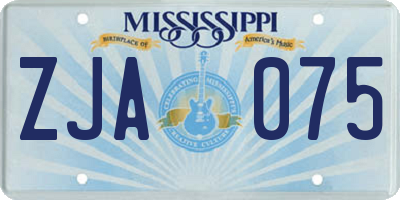 MS license plate ZJA075