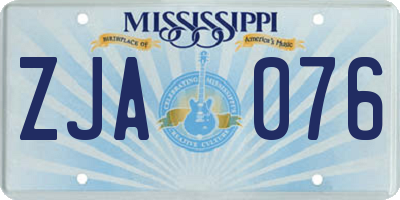 MS license plate ZJA076