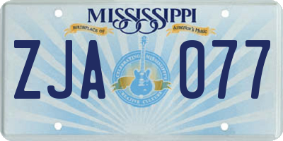 MS license plate ZJA077