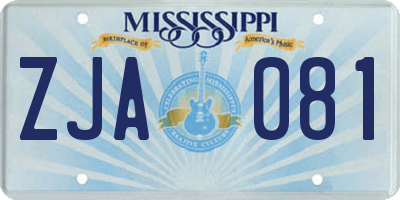 MS license plate ZJA081