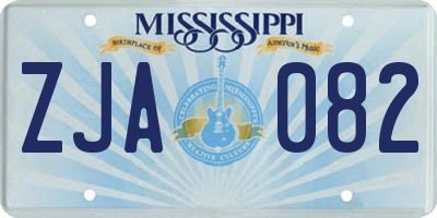 MS license plate ZJA082