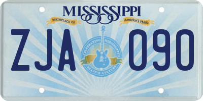 MS license plate ZJA090