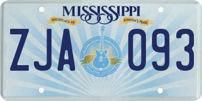 MS license plate ZJA093