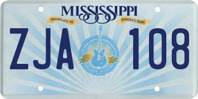 MS license plate ZJA108