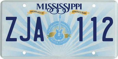 MS license plate ZJA112
