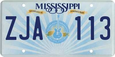 MS license plate ZJA113
