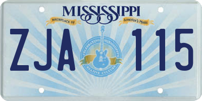 MS license plate ZJA115