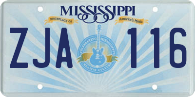 MS license plate ZJA116