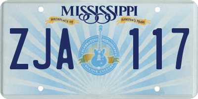 MS license plate ZJA117
