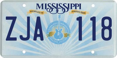 MS license plate ZJA118