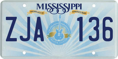 MS license plate ZJA136