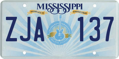 MS license plate ZJA137