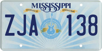 MS license plate ZJA138