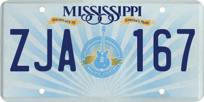 MS license plate ZJA167