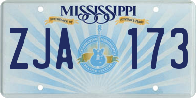 MS license plate ZJA173