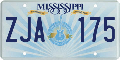 MS license plate ZJA175