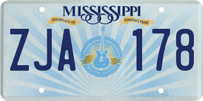 MS license plate ZJA178