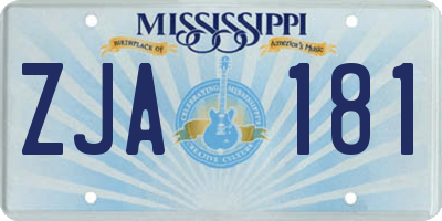 MS license plate ZJA181