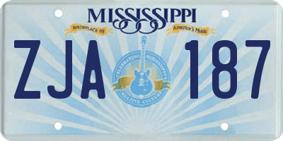 MS license plate ZJA187