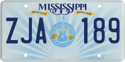 MS license plate ZJA189