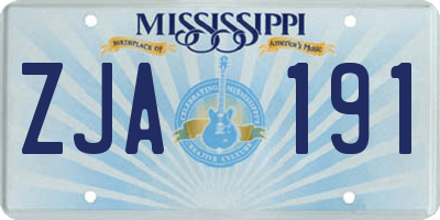 MS license plate ZJA191