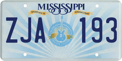 MS license plate ZJA193