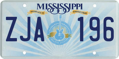 MS license plate ZJA196