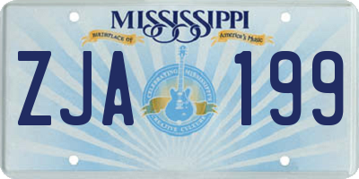 MS license plate ZJA199