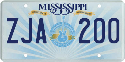 MS license plate ZJA200