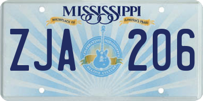 MS license plate ZJA206