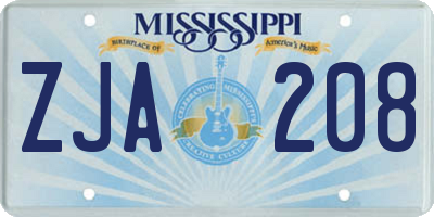 MS license plate ZJA208