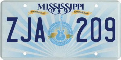 MS license plate ZJA209