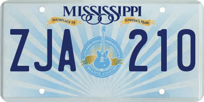 MS license plate ZJA210