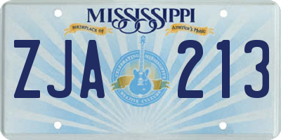 MS license plate ZJA213