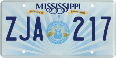 MS license plate ZJA217