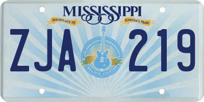 MS license plate ZJA219