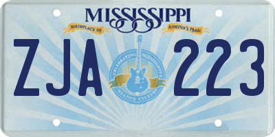 MS license plate ZJA223