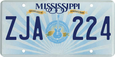 MS license plate ZJA224