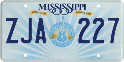 MS license plate ZJA227
