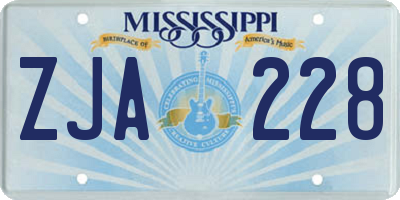 MS license plate ZJA228