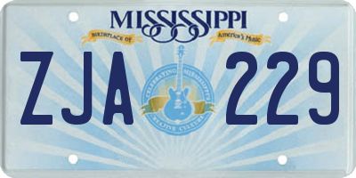 MS license plate ZJA229