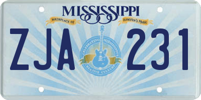 MS license plate ZJA231