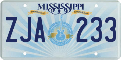 MS license plate ZJA233