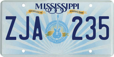 MS license plate ZJA235