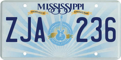 MS license plate ZJA236
