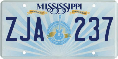 MS license plate ZJA237