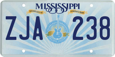 MS license plate ZJA238
