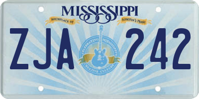 MS license plate ZJA242
